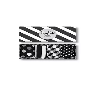 HAPPY SOCKS Herren Geschenkbox Socken BLACK & WHITE 4-er Pkg. black