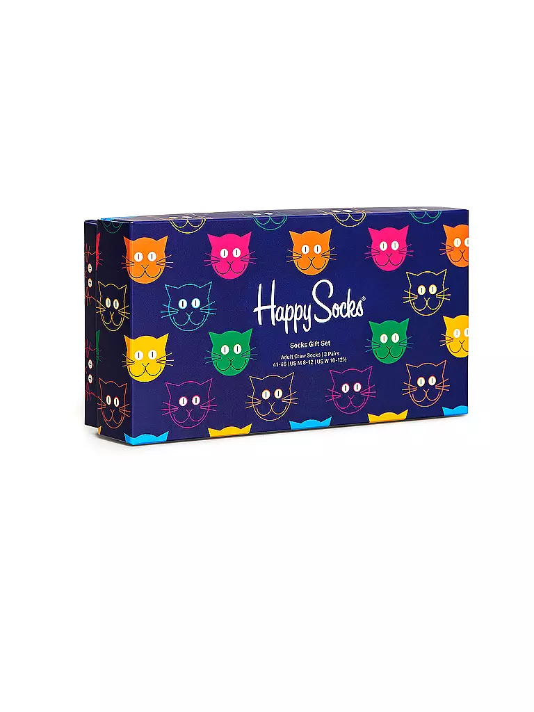 HAPPY SOCKS | Herren Geschenkbox Socken MIXED CATS 3er Pkg. 41-46 navy | dunkelblau