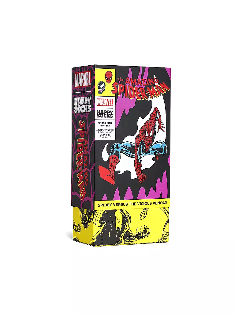 HAPPY SOCKS | Herren Geschenkset 3er Pkg SPIDER MAN 41-46 purple | 