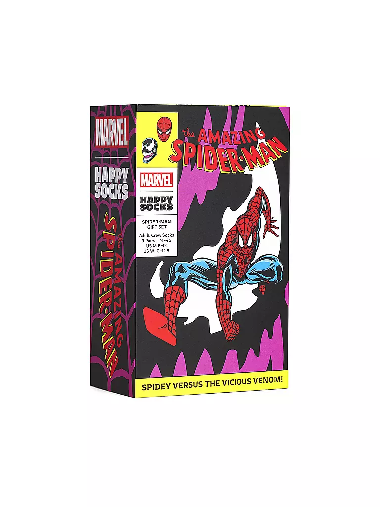 HAPPY SOCKS | Herren Geschenkset 3er Pkg SPIDER MAN 41-46 purple | 