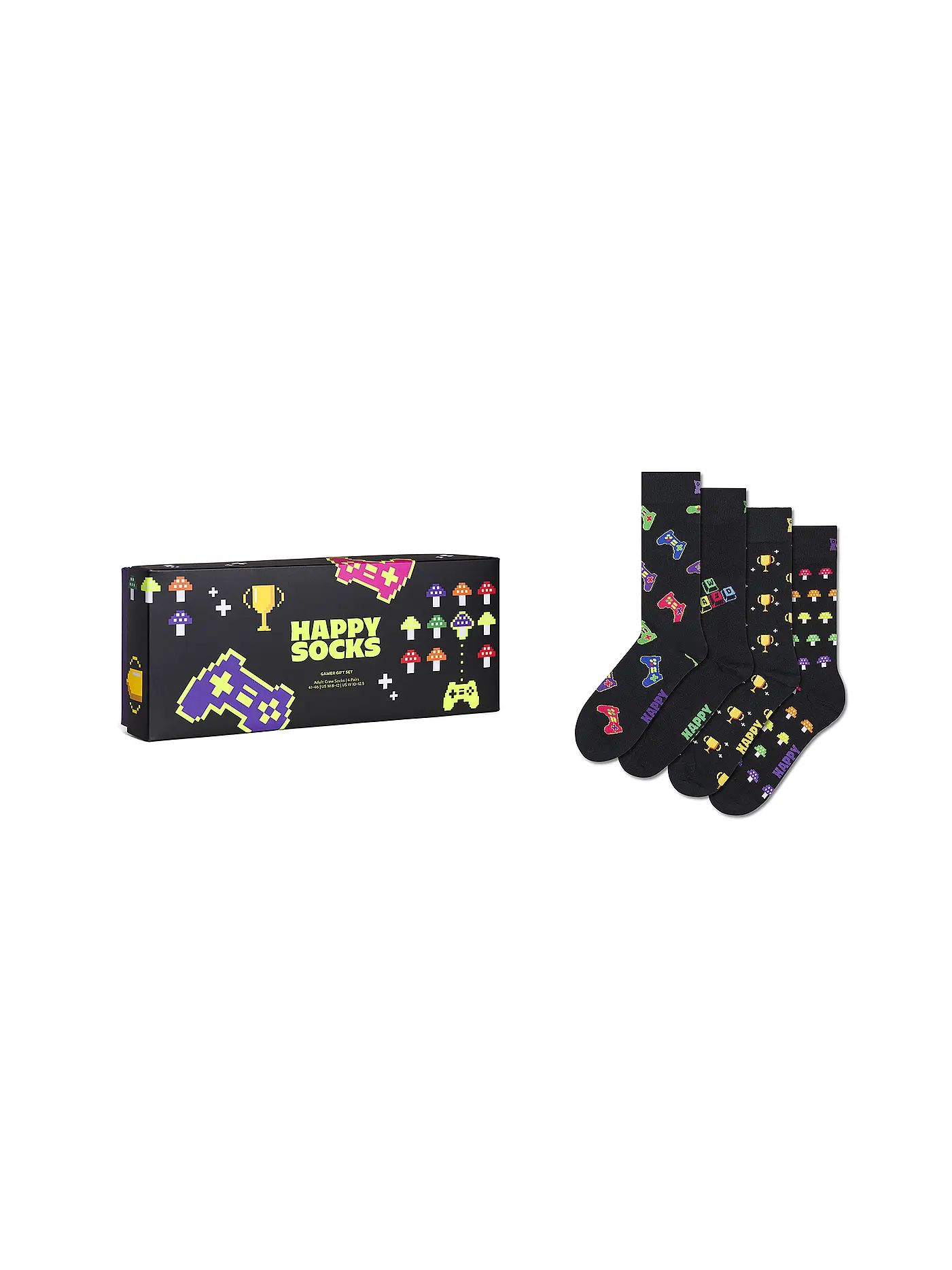 HAPPY SOCKS | Herren Geschenkset 4er Pkg GAMER 41-46 black | schwarz