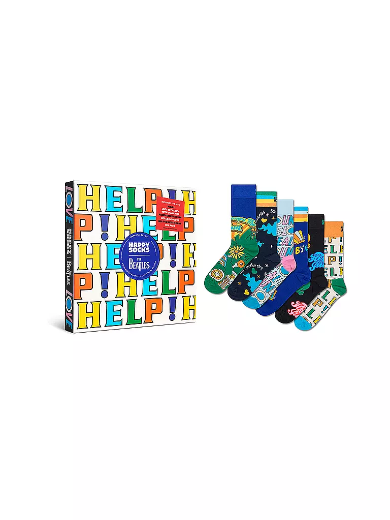 HAPPY SOCKS | Herren Geschenkset 6er Pkg. THE BEATLES 41-46 black | schwarz