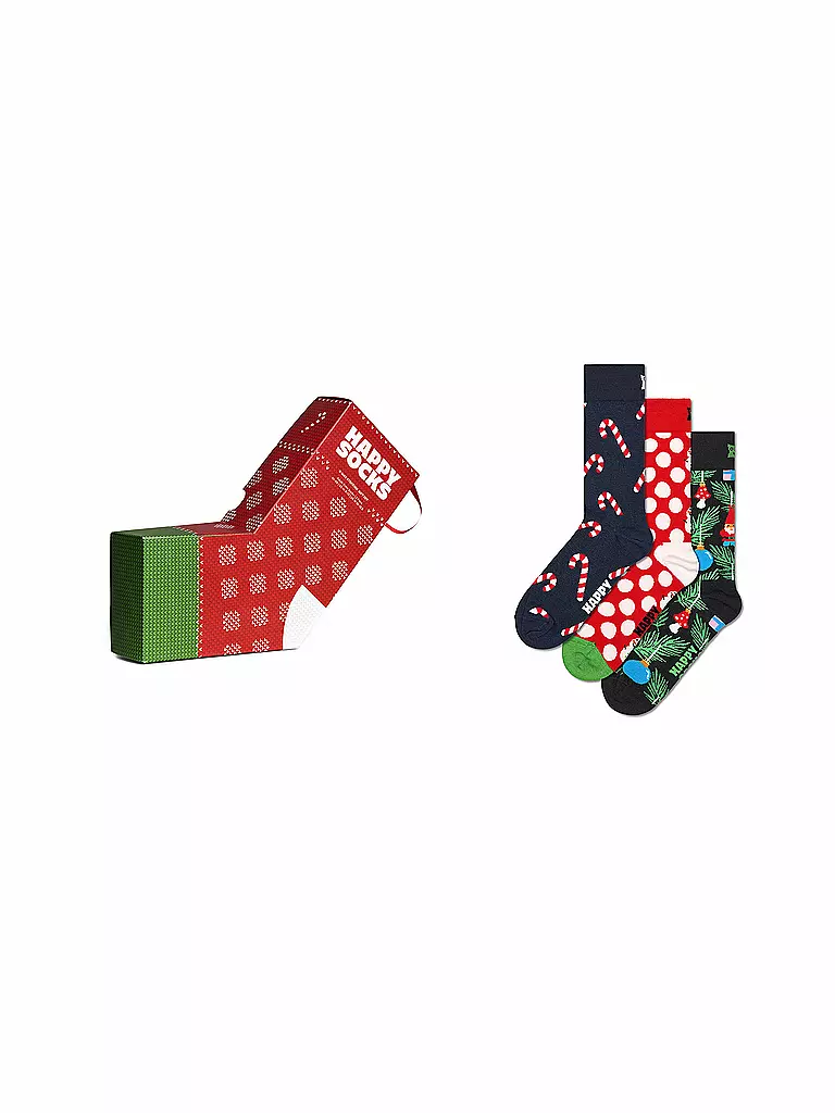 HAPPY SOCKS | Herren Socken Geschenkset X-MAS 3er Pkg. navy 41-46  | dunkelblau