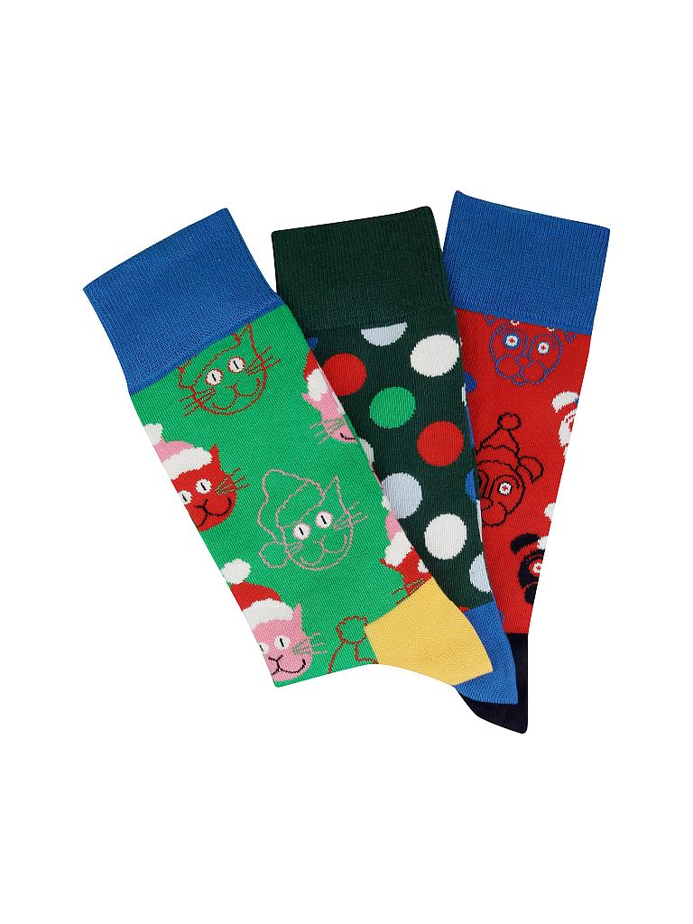 Happy Socks Herren Socken Geschenkbox 3 Er Santa Animals 41 46 Bunt