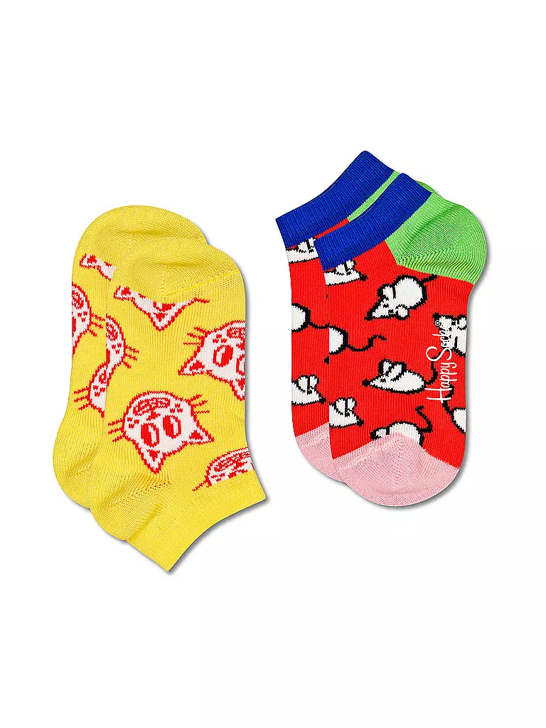 HAPPY SOCKS Kinder Sneaker Socken 2-er Pkg. CAT & MOUSE yellow gelb