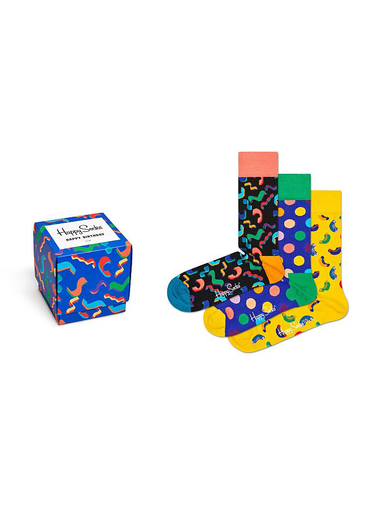 HAPPY SOCKS | Socken-Geschenkbox 3-er "Happy Birthday" 41-46 | bunt