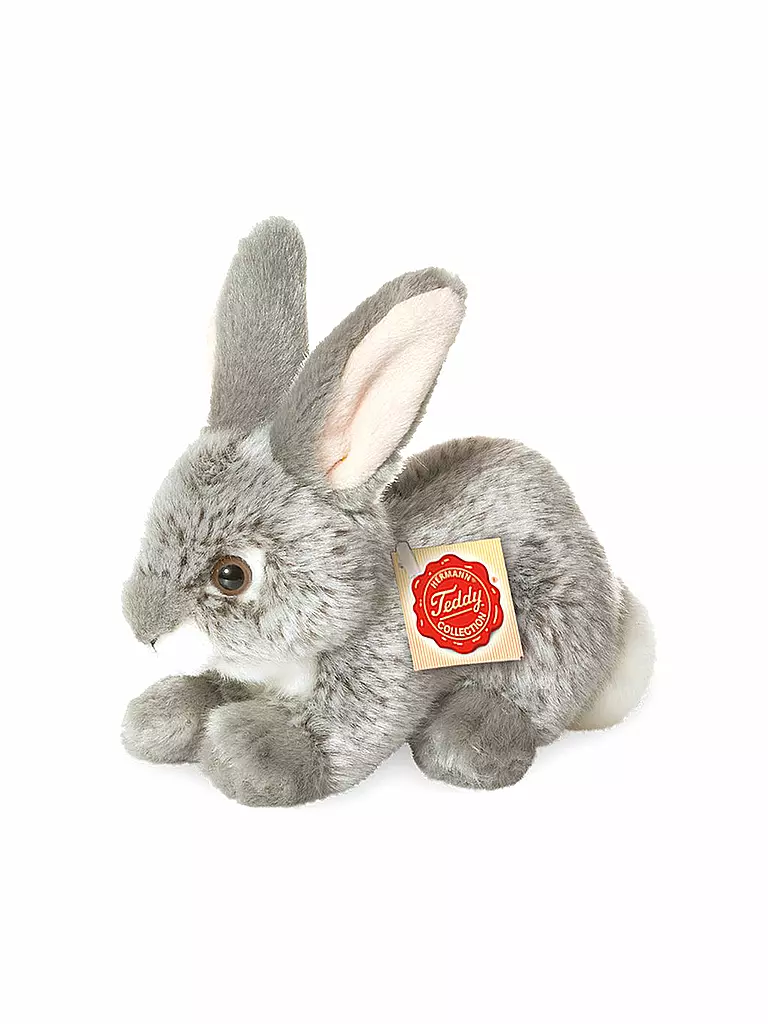 HERMANN TEDDY | Plüschtier - Hase sitzend 18cm | grau