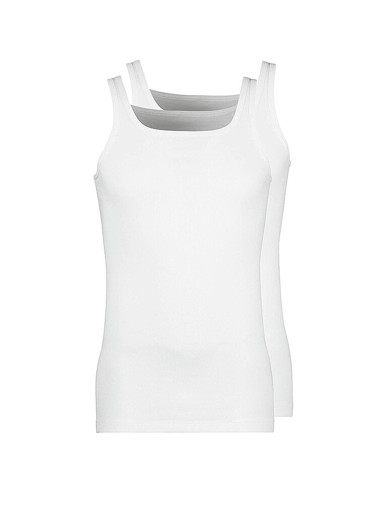 Huber Herren Duo Line Feinripp Achselshirt 2er Pack Unterhemd, 2per Pack Weiß (Weiss 0500), Medium (Herstellergröße: M)
