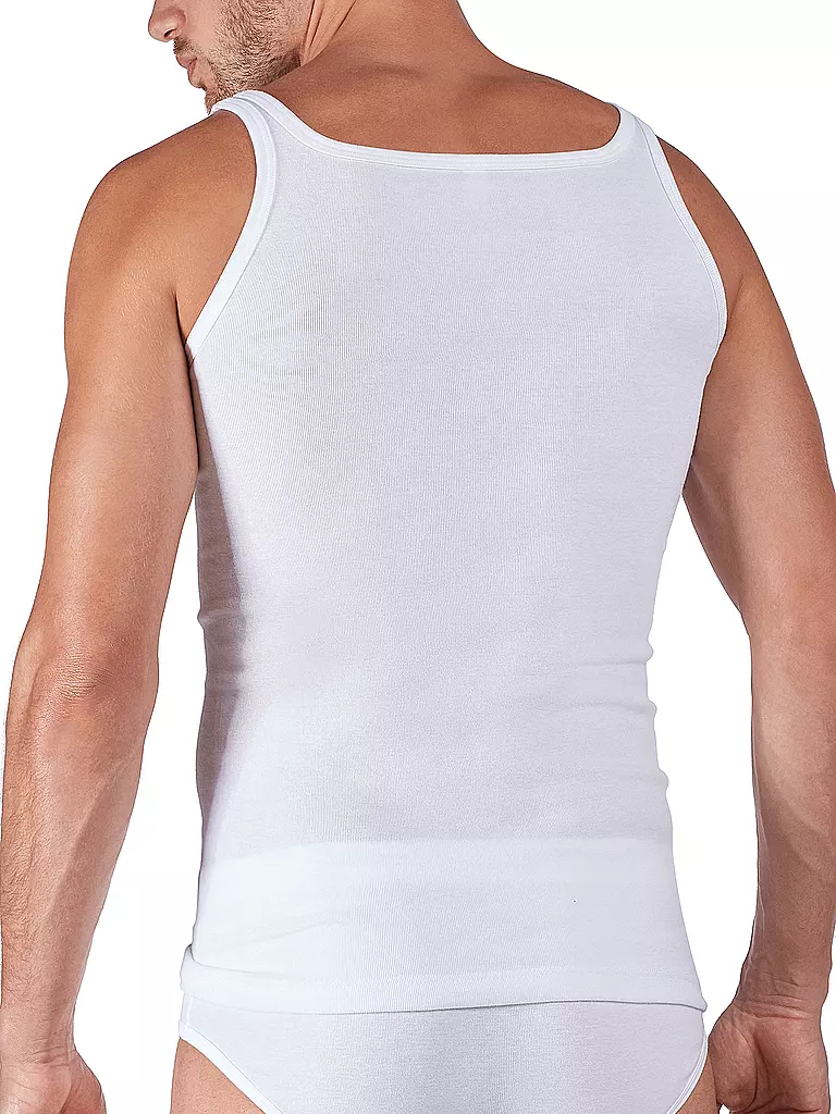 Trägershirt Pkg. Unterhemd (Weiss) Feinripp weiss HUBER 2-er Line\