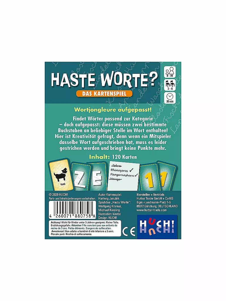 HUCH | Haste Worte Das Kartenspiel | keine Farbe