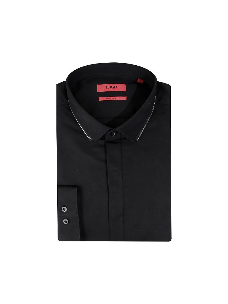 HUGO Hemd Slim Fit schwarz | M