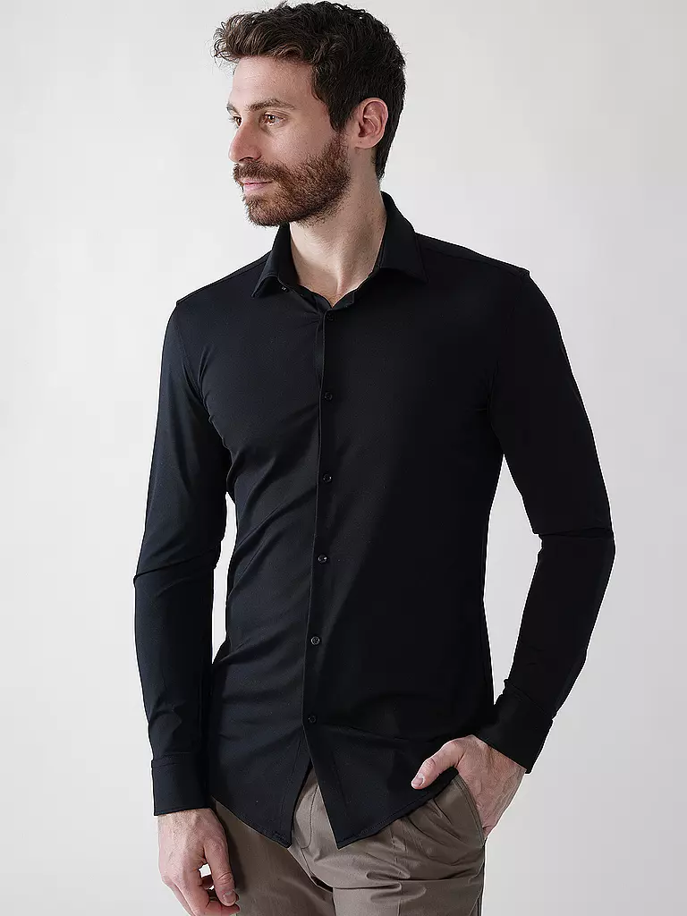 HUGO | Jerseyhemd Slim Fit KENNO | schwarz