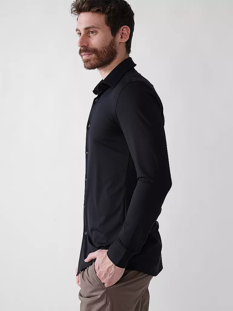 HUGO | Jerseyhemd Slim Fit KENNO | schwarz