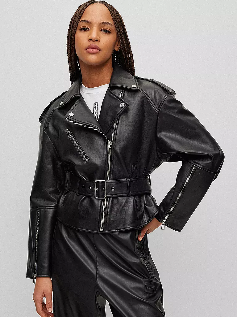 HUGO | Lederjacke LAYA | schwarz