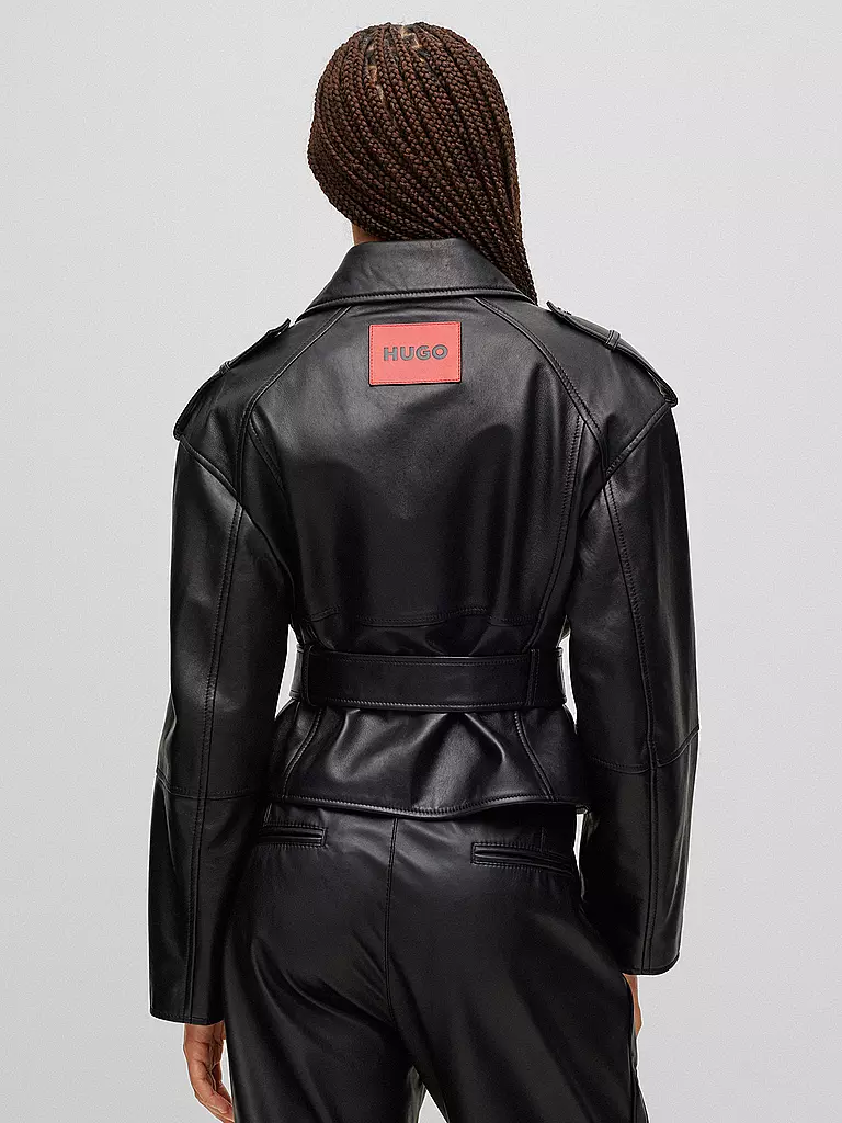 HUGO | Lederjacke LAYA | schwarz