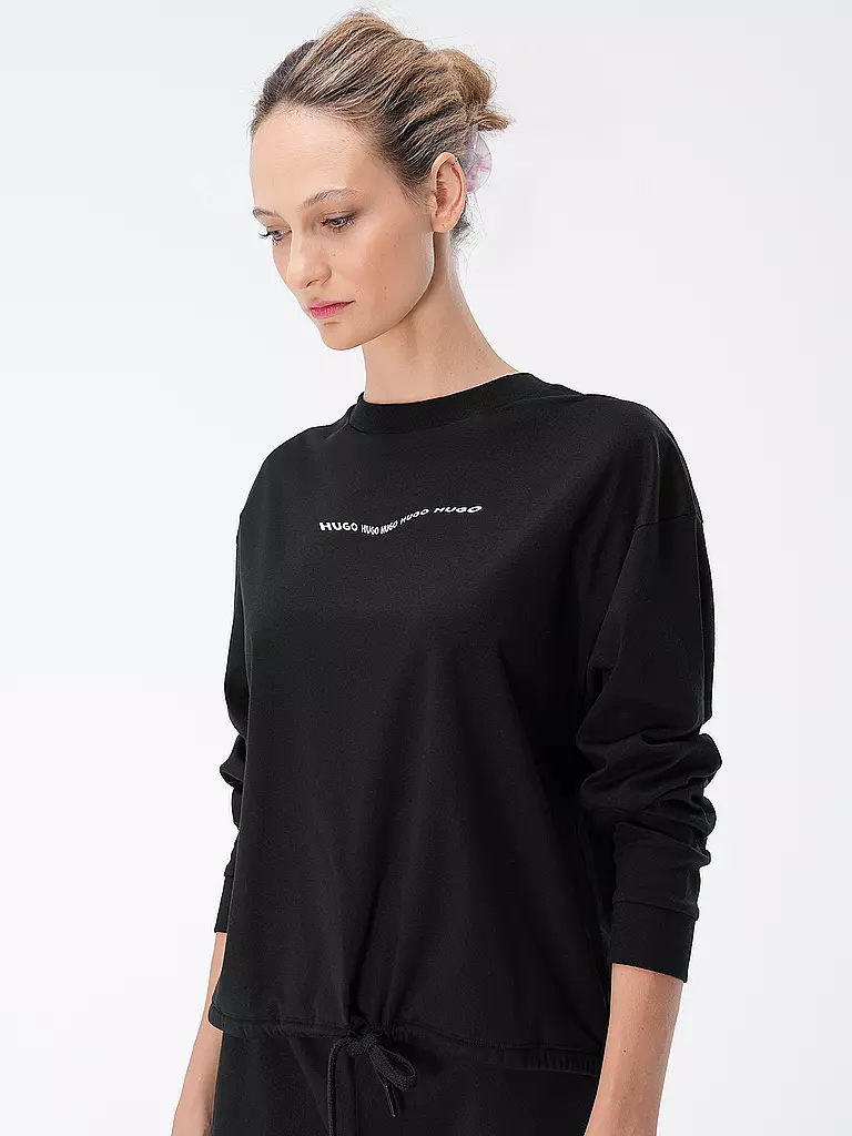 HUGO | Loungewear Shirt SWIRLY | schwarz