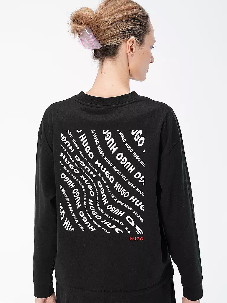 HUGO | Loungewear Shirt SWIRLY | schwarz