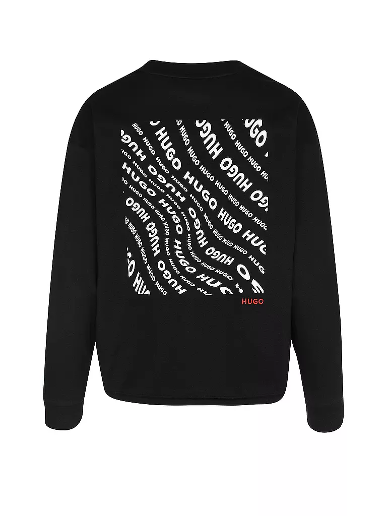 HUGO | Loungewear Shirt SWIRLY | schwarz
