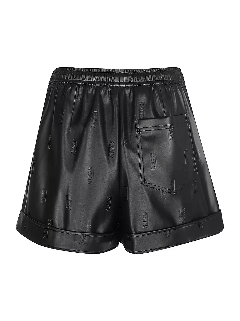 HUGO | Shorts in Lederoptik HESUS | schwarz
