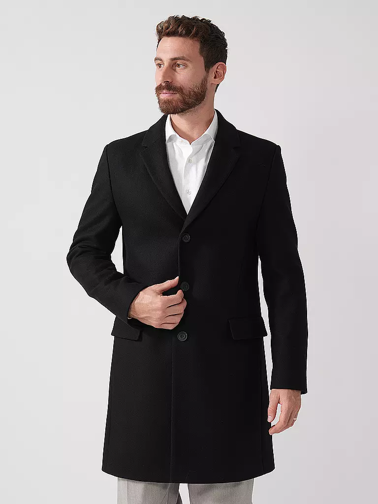 HUGO | Wollmantel | schwarz