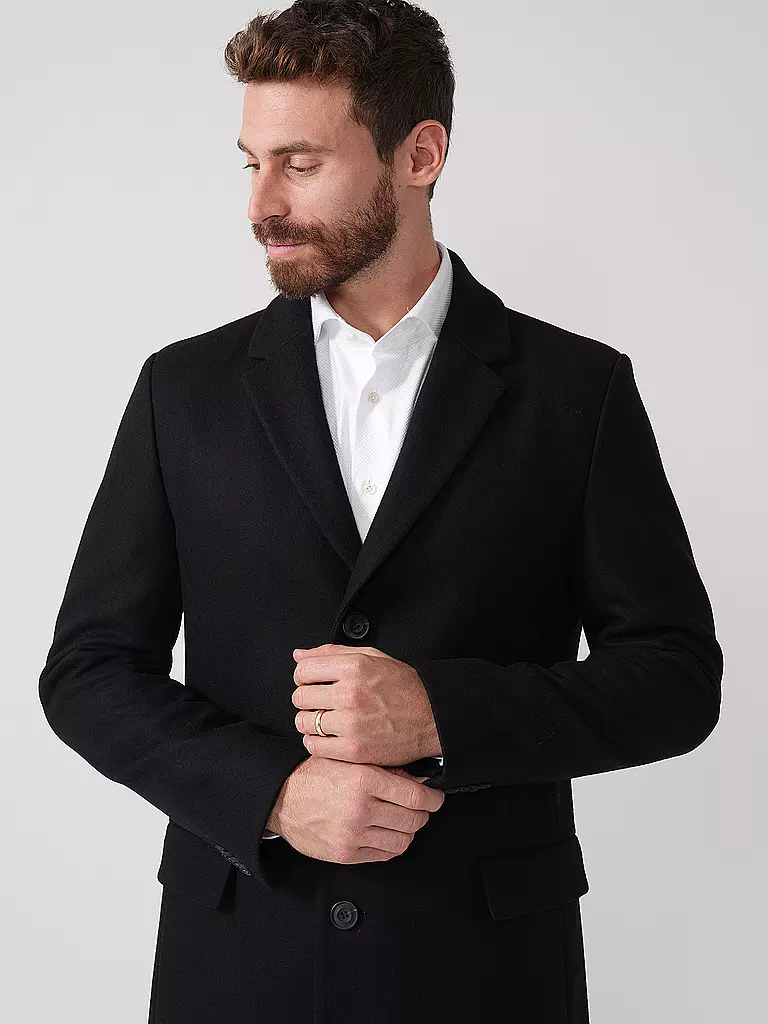 HUGO | Wollmantel | schwarz