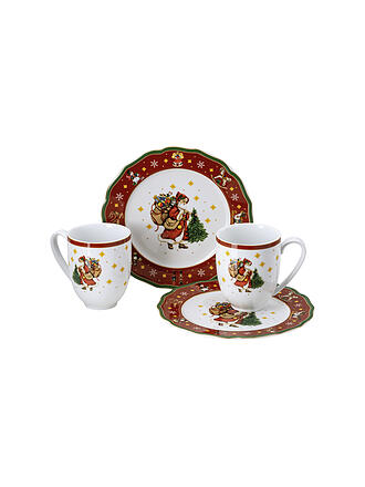 HUTSCHENREUTHER | Geschirrset Happy Christmas 4-teilig red
