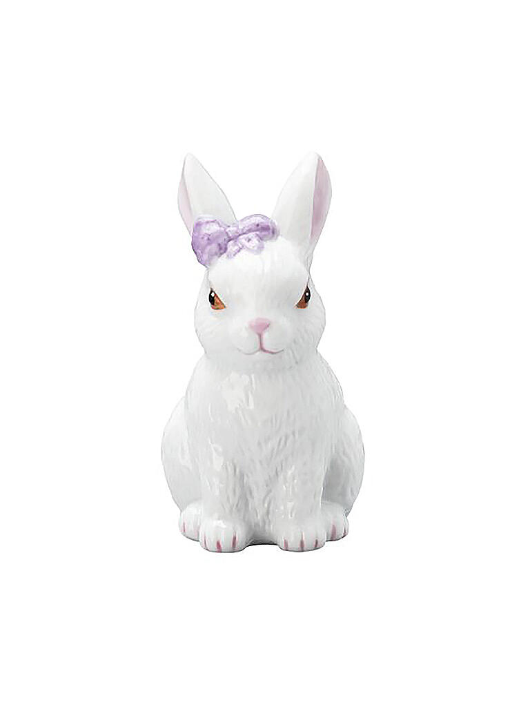HUTSCHENREUTHER | Porzellan Hase sitzend 6,5cm Masche Lila | weiss