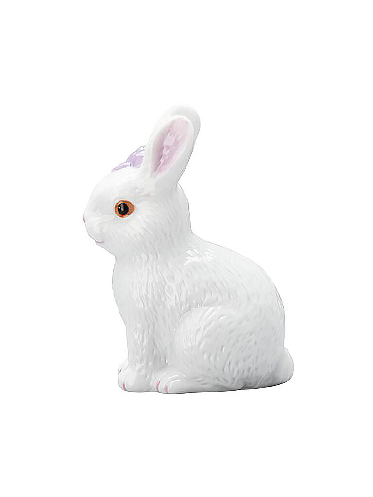 HUTSCHENREUTHER | Porzellan Hase sitzend 6,5cm Masche Lila | weiss