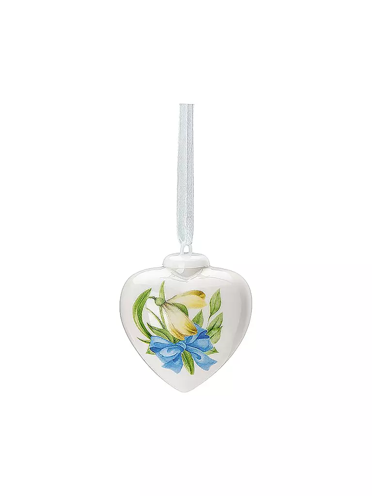 HUTSCHENREUTHER | Porzellan Mini Herz 4,5cm Schneeglöckchen | bunt