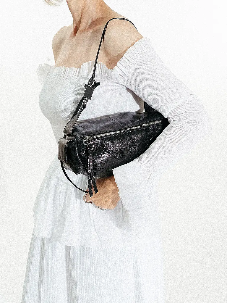 INA KENT | Ledertasche - Schultertasche ROXIE Ed.1 | Schwarz