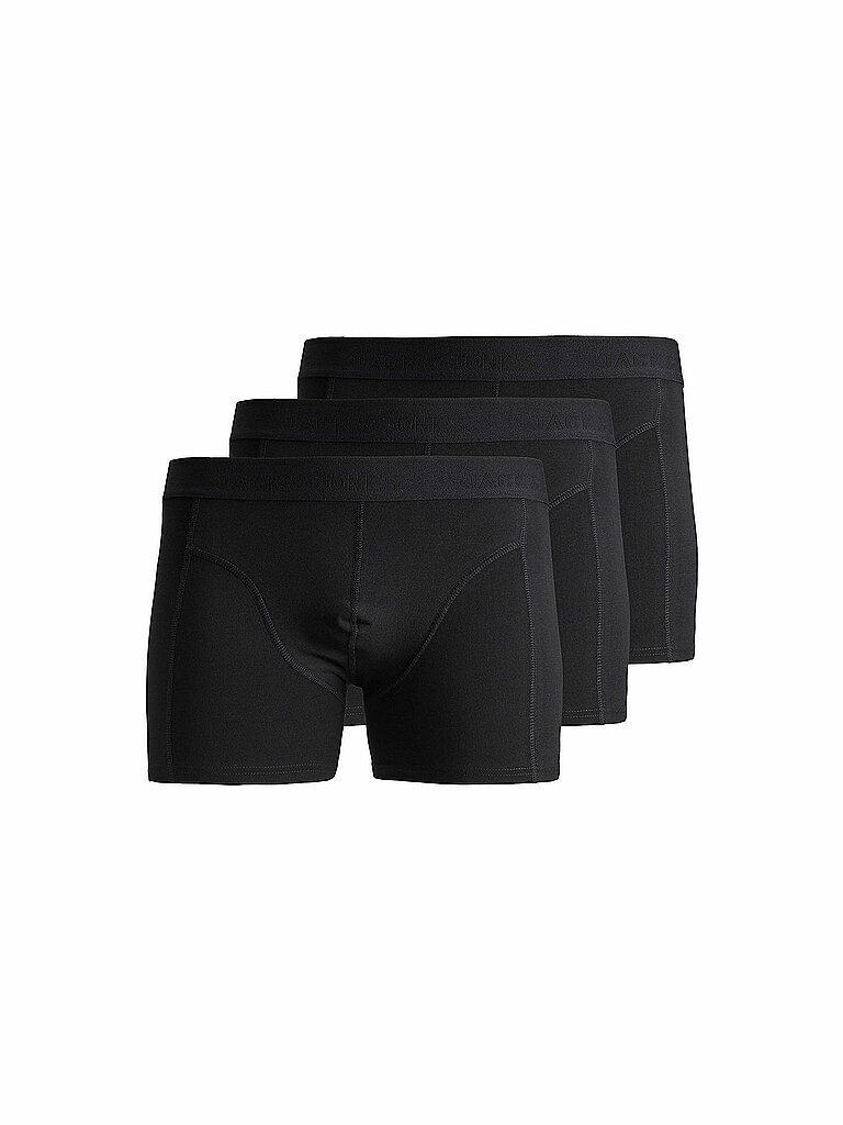 JACK & JONES Herren Jacwaistband Trunks 3 Pack Noos Boxershorts, Black/Detail:Black - Black, L EU