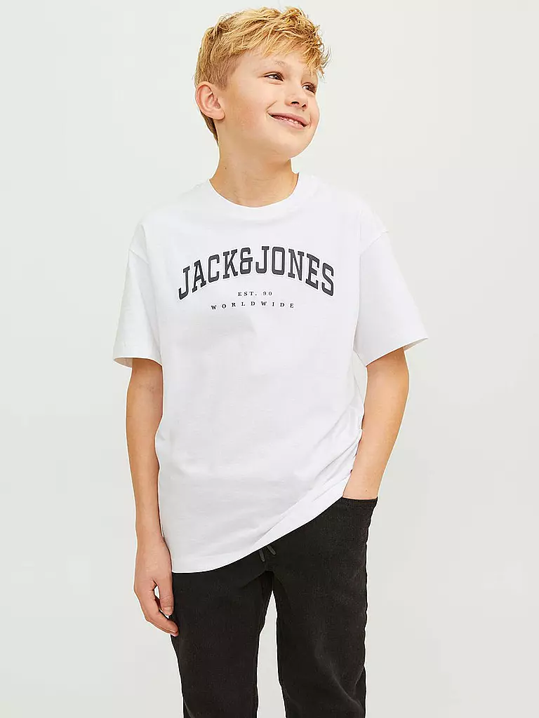 JACK & JONES | Jungen T-Shirt  JJECALEB VARSITY TEE  | Weiss