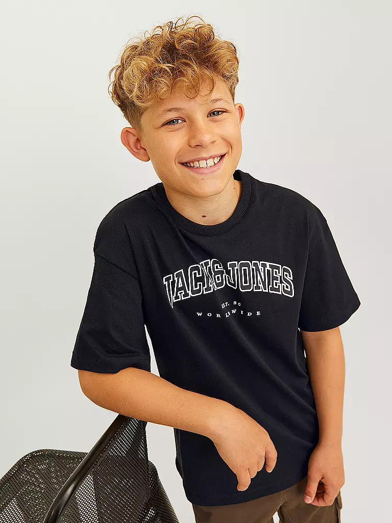 JACK & JONES | Jungen T-Shirt  JJECALEB VARSITY TEE  | Schwarz