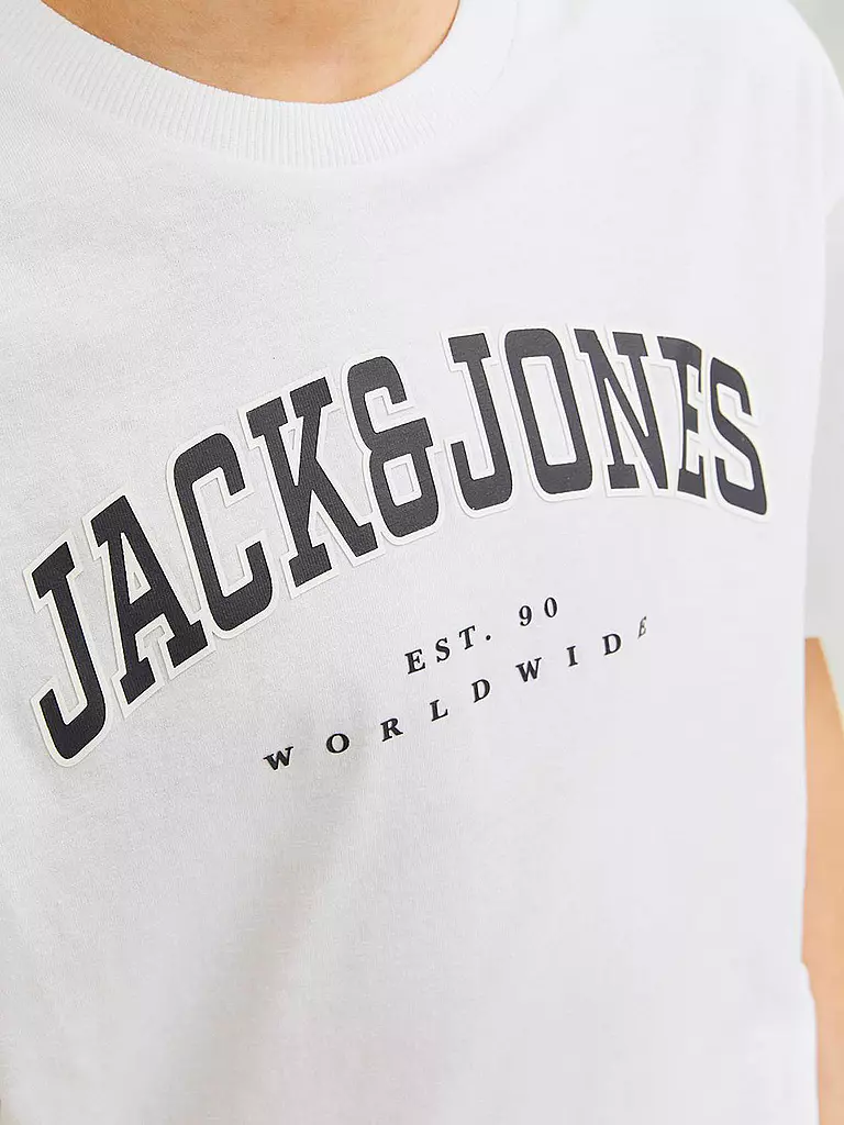 JACK & JONES | Jungen T-Shirt  JJECALEB VARSITY TEE  | Weiss