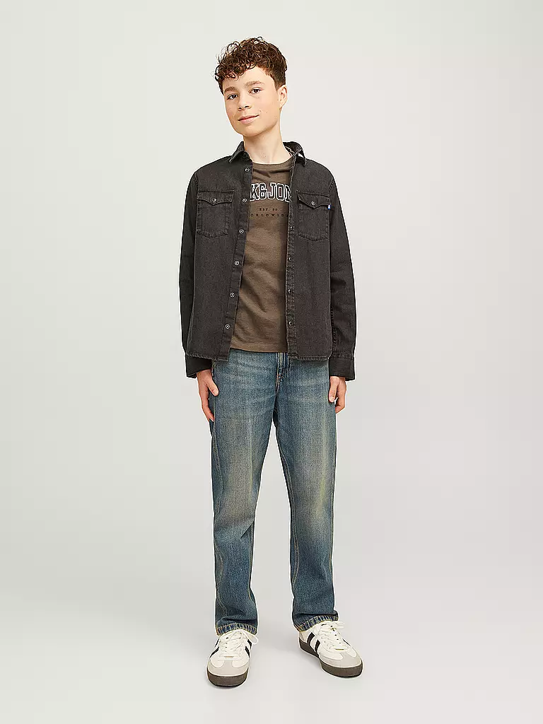 JACK & JONES | Jungen T-Shirt  JJECALEB VARSITY TEE  | Braun