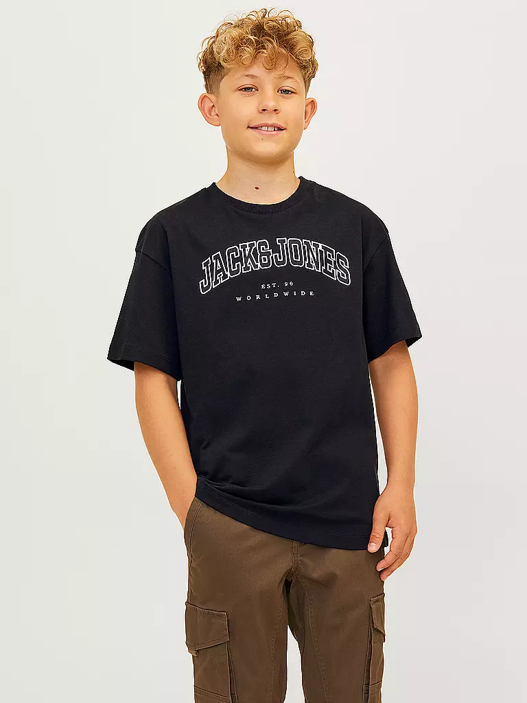 JACK & JONES | Jungen T-Shirt  JJECALEB VARSITY TEE  | Schwarz