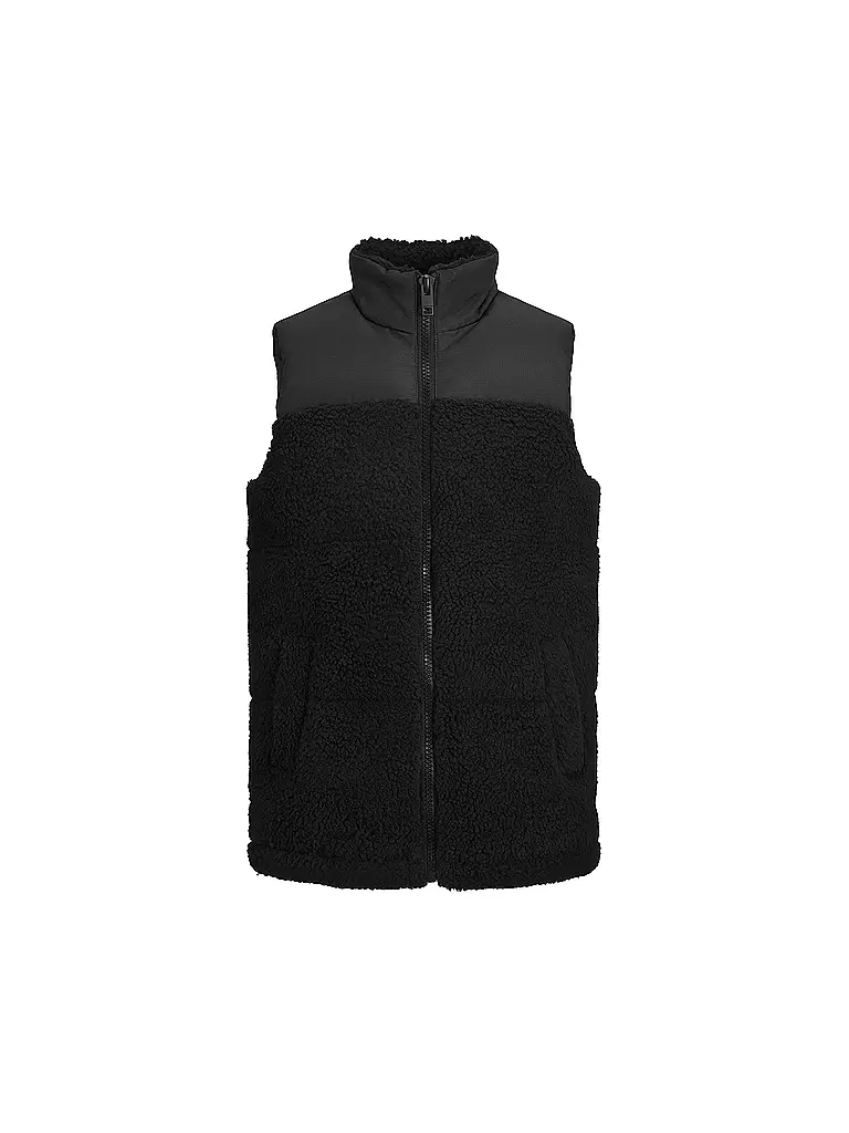 JACK & JONES | Jungen Steppgilet in Felloptik JORCHILI | schwarz