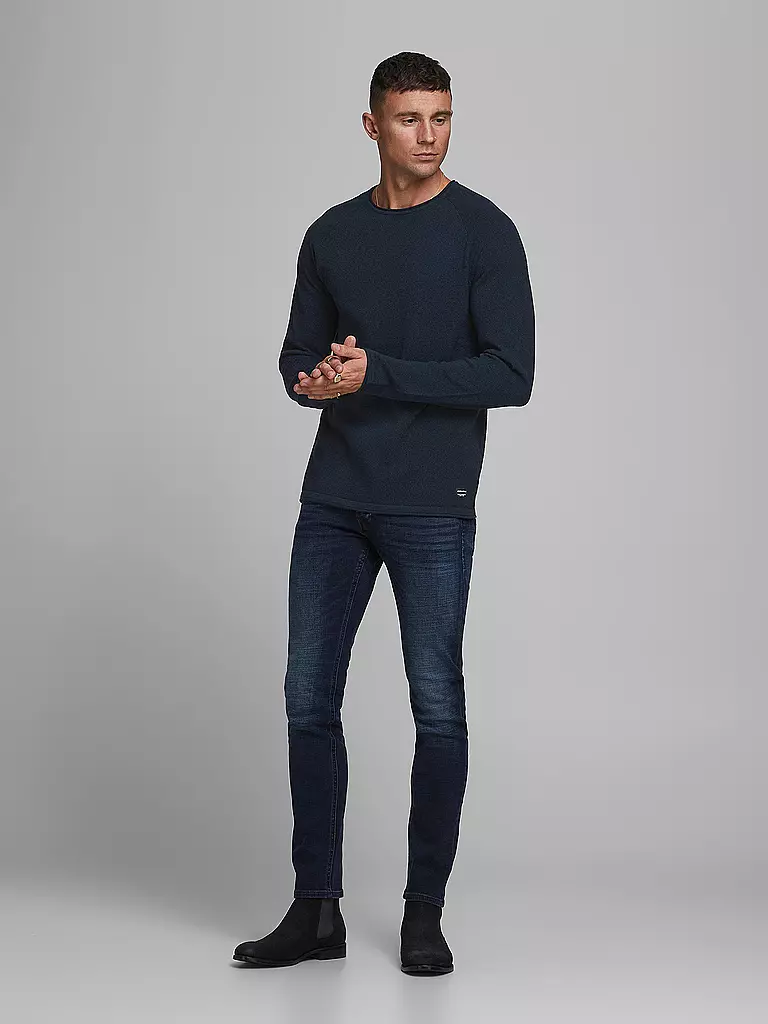 JACK & JONES | Pullover JJEHILL KNIT CREW | blau