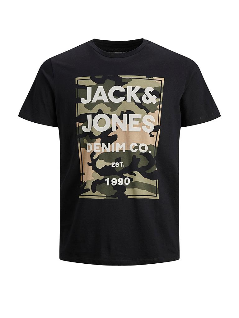 JACK & JONES | T Shirt " JJCAMOMAN " | schwarz
