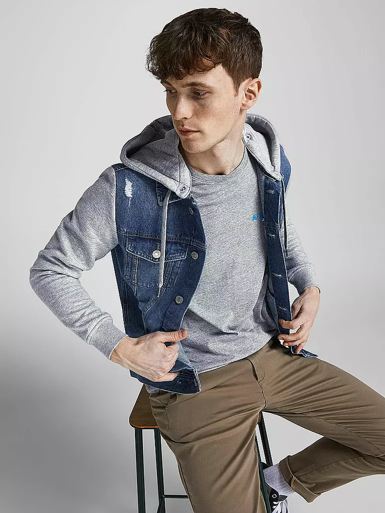JACK & JONES Herren Jeansjacke – Sweat-Jeansjacke, Mit Knöpfen Und Brusttaschen