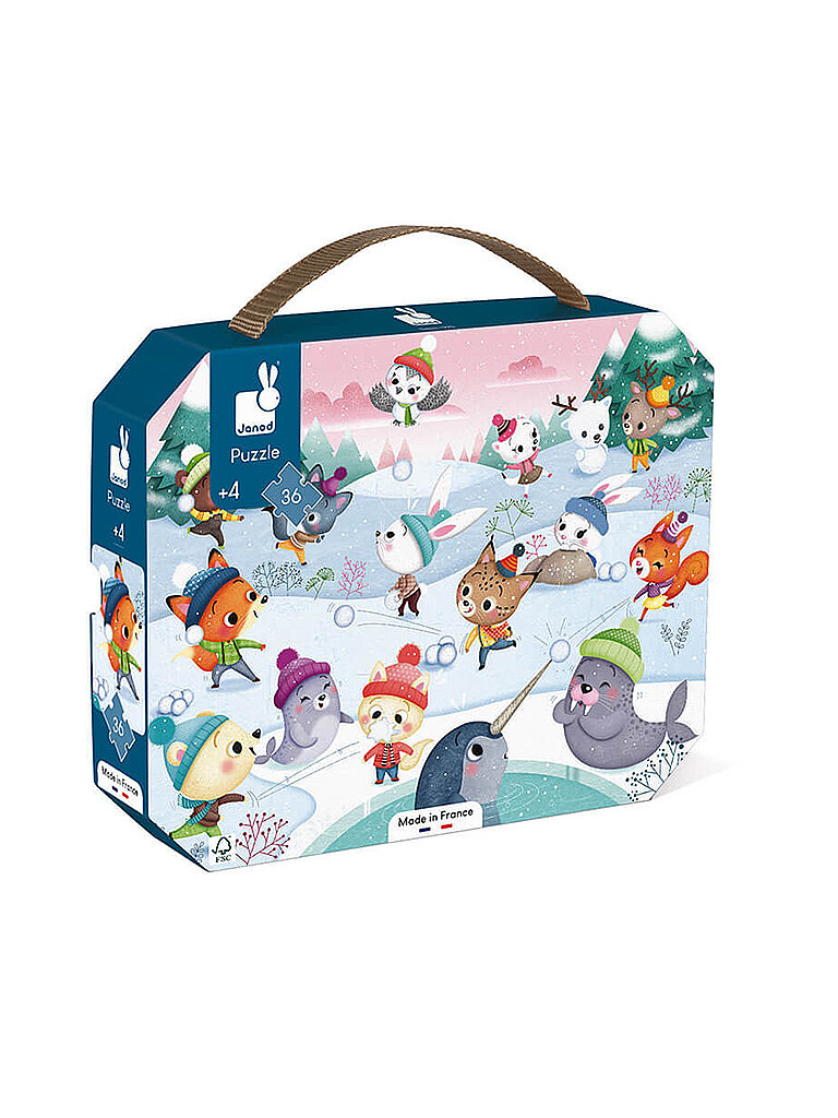JANOD Puzzle - Schneeparty im Koffer 35 Teile
