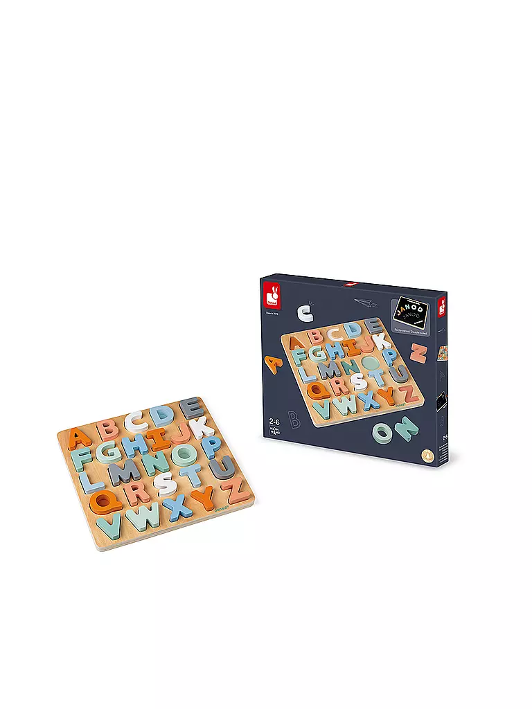 JANOD | Holzpuzzle Alphabeth mit Kreidetafel | keine Farbe