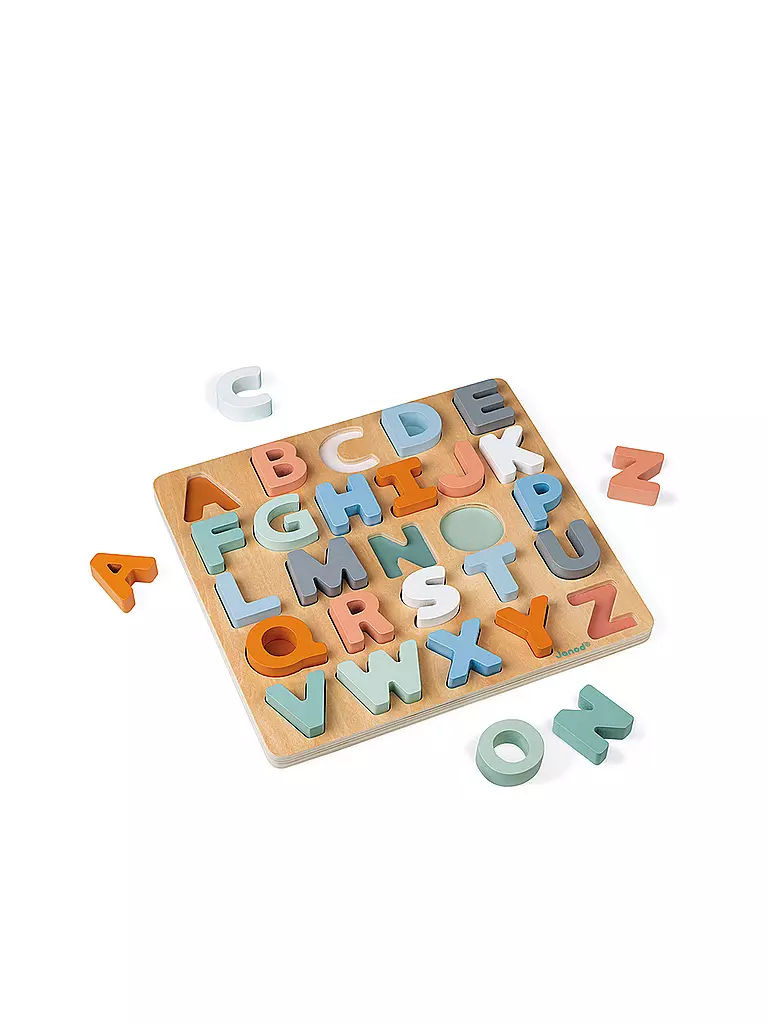 JANOD | Holzpuzzle Alphabeth mit Kreidetafel | keine Farbe