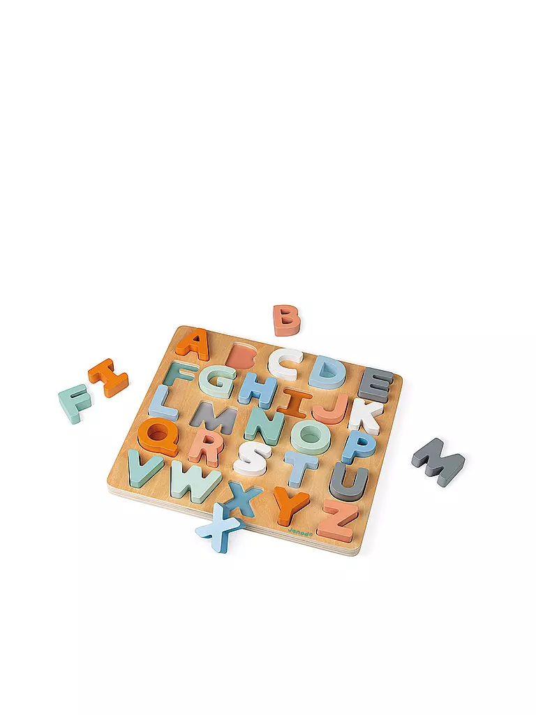 JANOD | Holzpuzzle Alphabeth mit Kreidetafel | keine Farbe