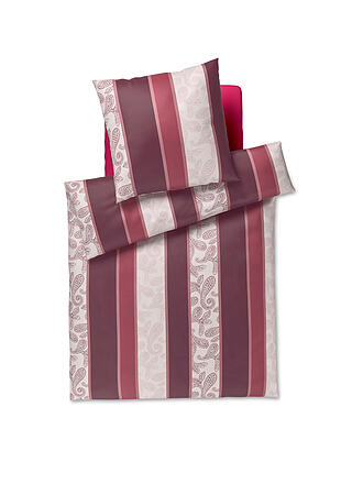 JOOP | Biancheria da letto in raso PAISLEY STRIPES 70x90cm/140x200cm Rosso scuro