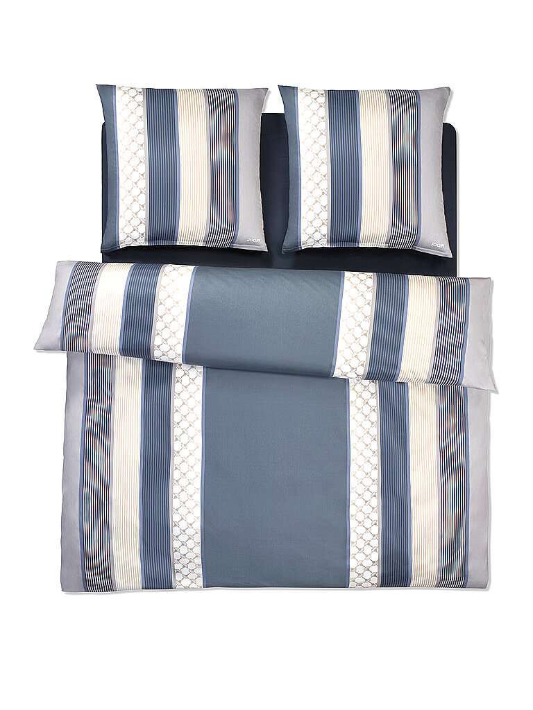 JOOP Satin Bettwäsche Cornflower Stripes 2 x 70x90cm / 200x200cm Deep Coal grau