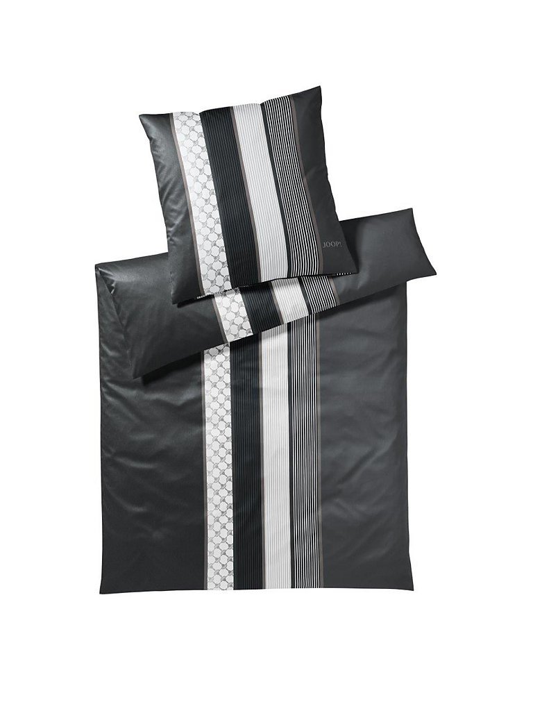 JOOP Parure de lit en satin Cornflower Stripe 70x90cm / 140x200cm (Deep Stone) noir