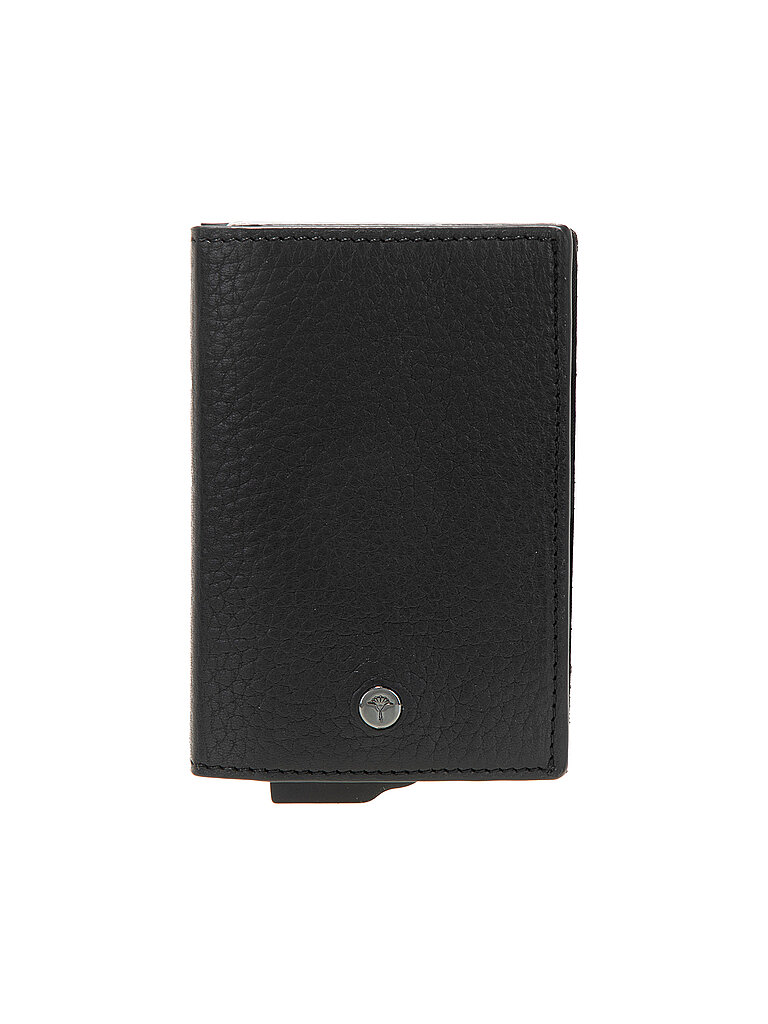 Joop! - Cardona c-one, Kreditkartenetui in Schwarz, RFID Schutz, schwarzes Leder mit silbernen Metalldetails