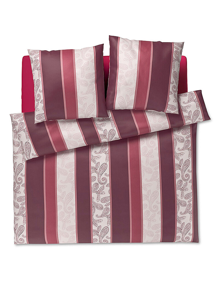 JOOP Satin Bettwäsche PAISLEY STRIPES 2x70x90cm/200x200cm Dkl Rot dunkelrot