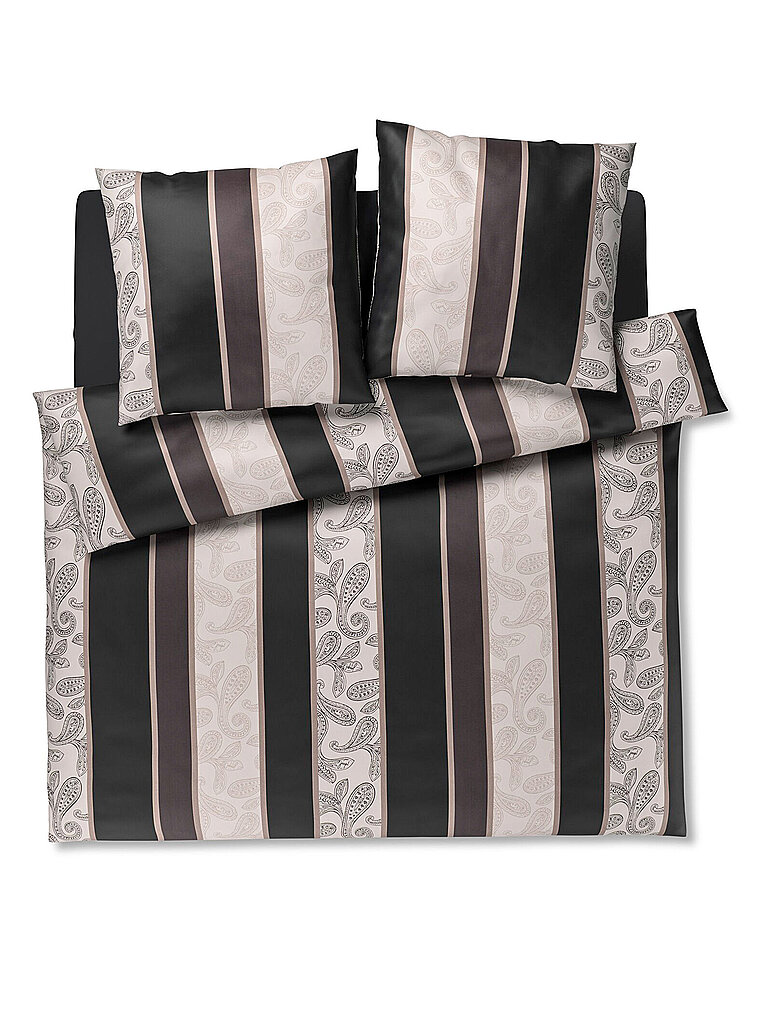 JOOP Satin Bettwäsche PAISLEY STRIPES 2x70x90cm/200x200cm Schwarz schwarz